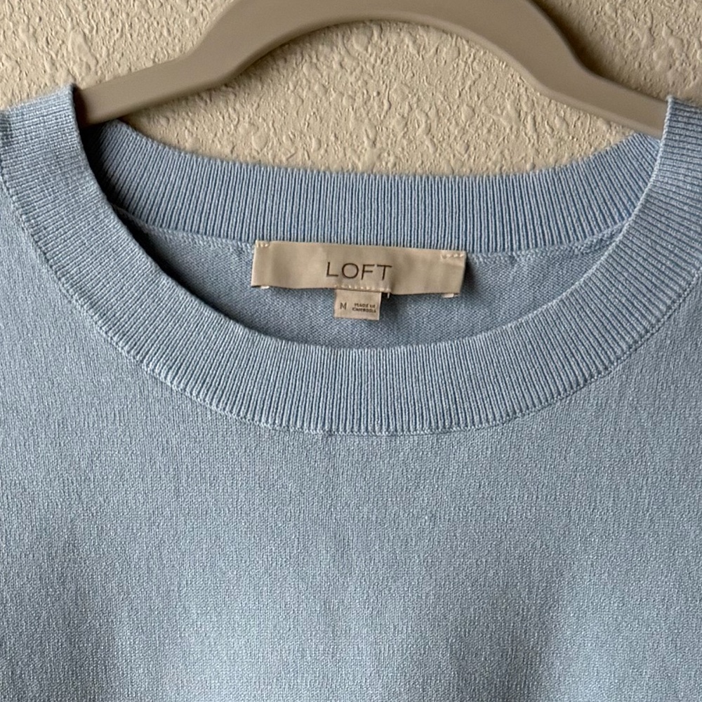 LOFT Sky Blue Short Sleeve Sweater - Picture 2 of 7